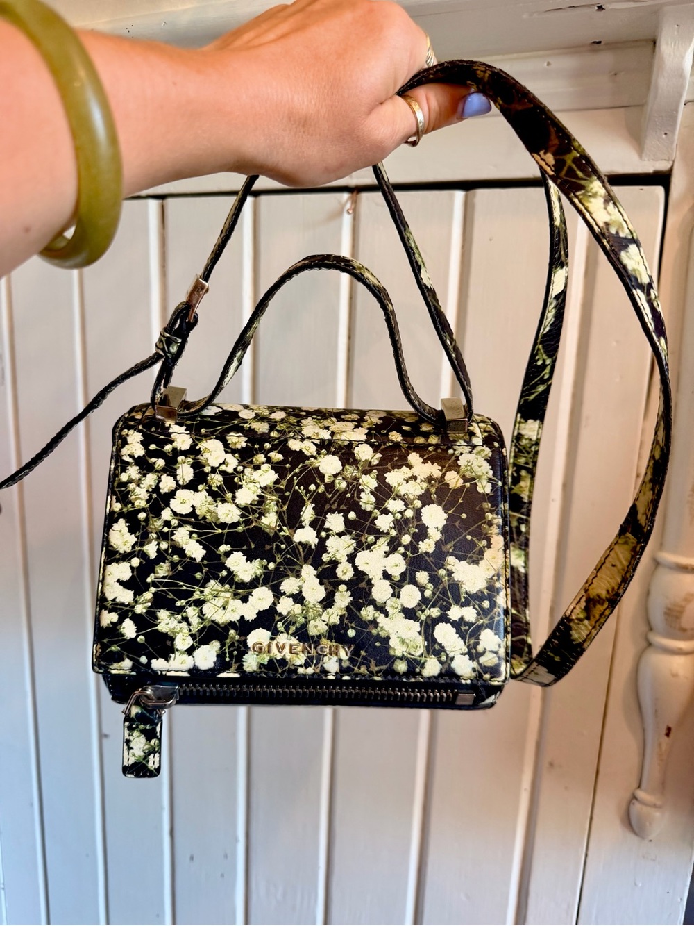 Givenchy Black Floral Mini Top-Handle Crossbody Bag